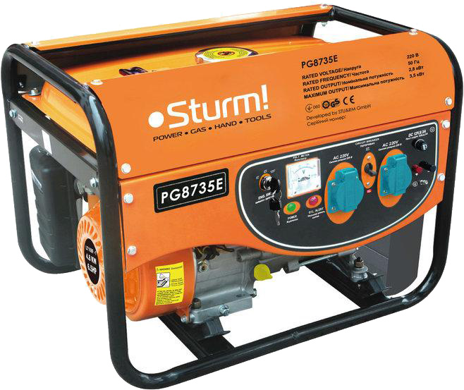 Генератор бензиновий STURM 1 фаза (220В), 2,4кВт, (PG8735E)